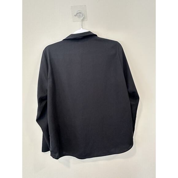 NWT Zara Long Sleeve V-neck Collared Shirt Blouse Bell Sleeves Large 2184 - Picture 2 of 7